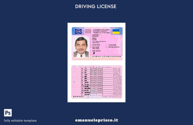 verified style stile verificato modello presente patente di guida ucraina 2 template
